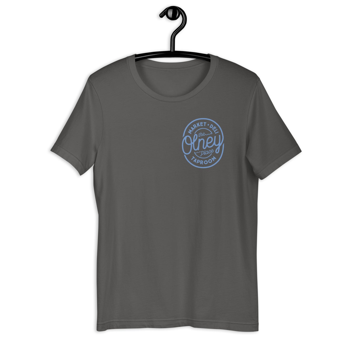 Olney place Basic tee Heather Prism Ice Blue print