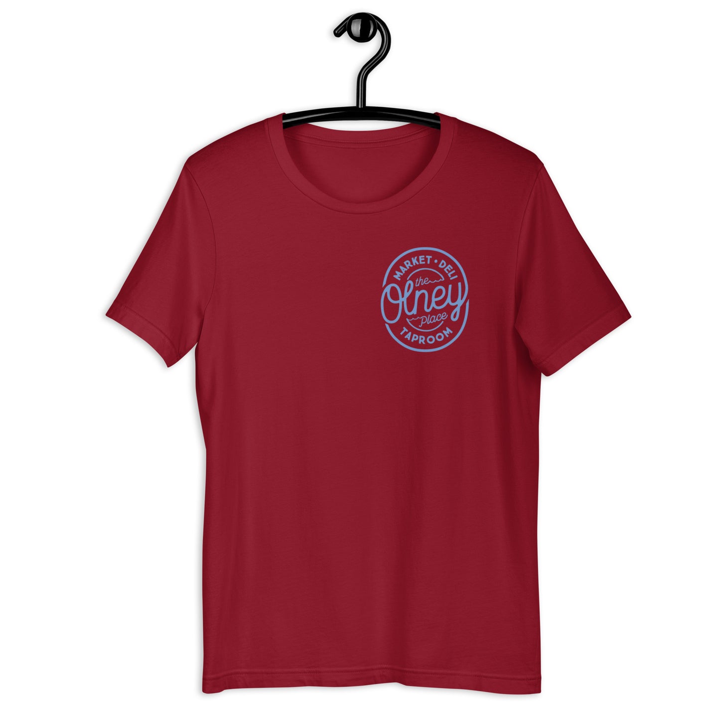 Olney place Basic tee Heather Prism Ice Blue print