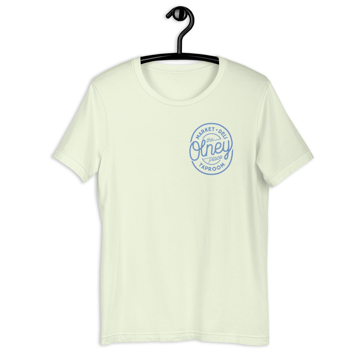 Olney place Basic tee Heather Prism Ice Blue print