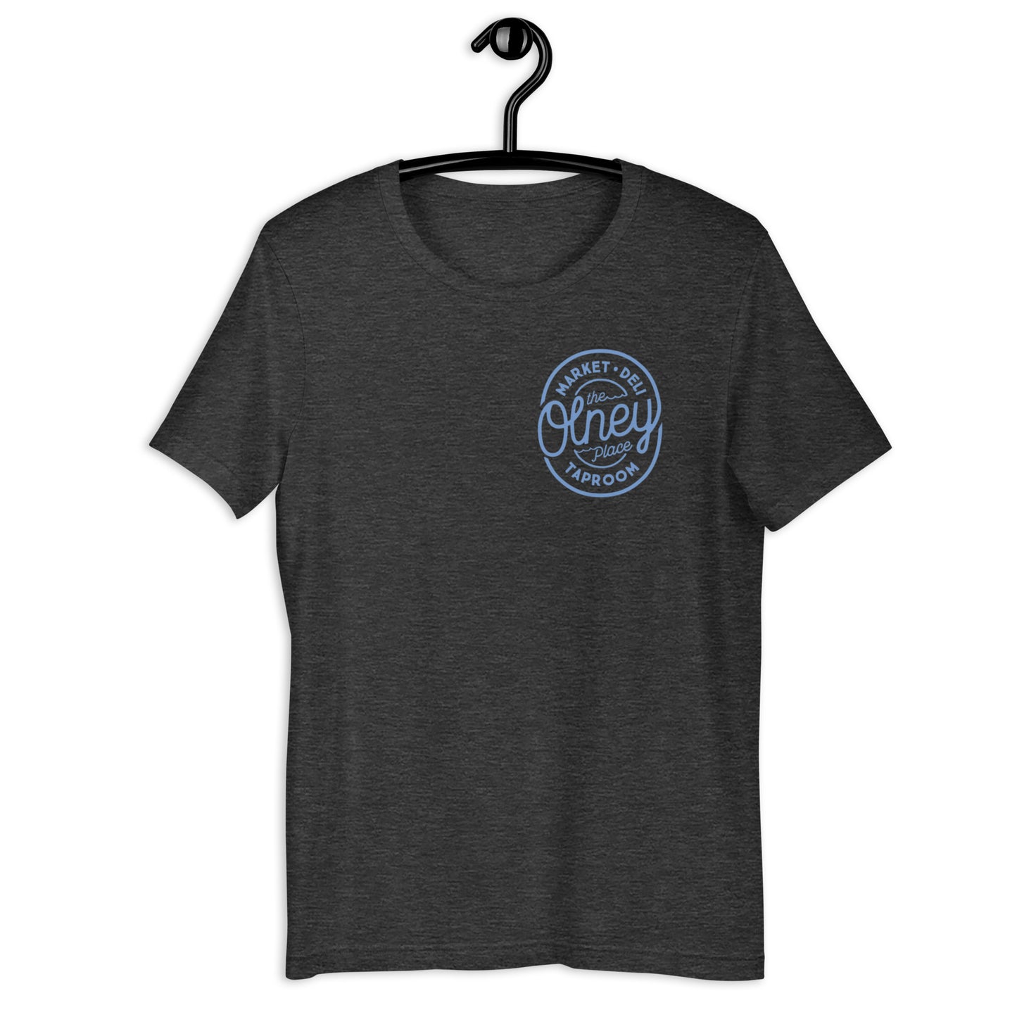 Olney place Basic tee Heather Prism Ice Blue print