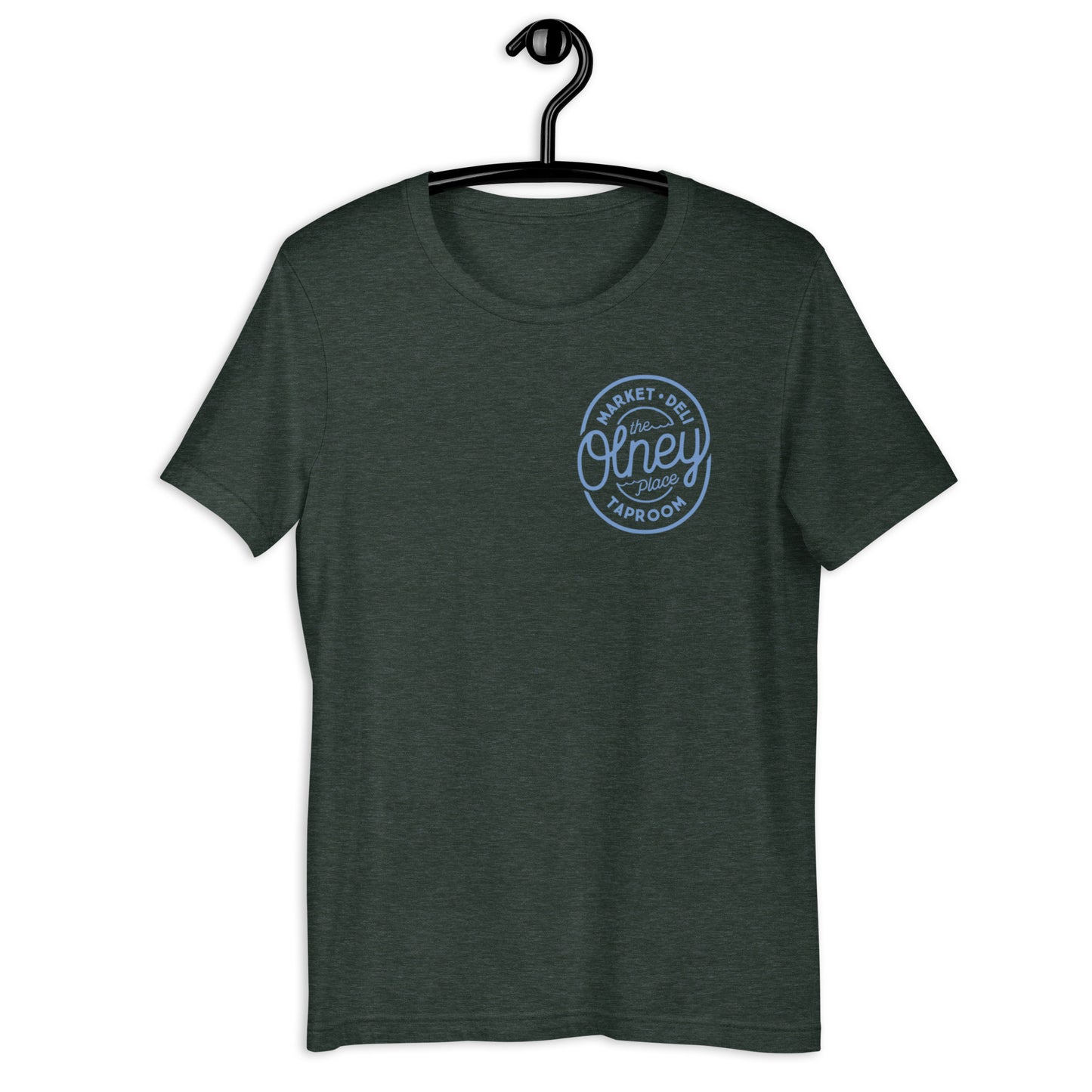 Olney place Basic tee Heather Prism Ice Blue print