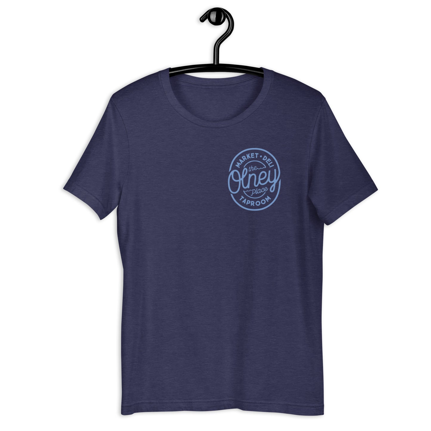 Olney place Basic tee Heather Prism Ice Blue print