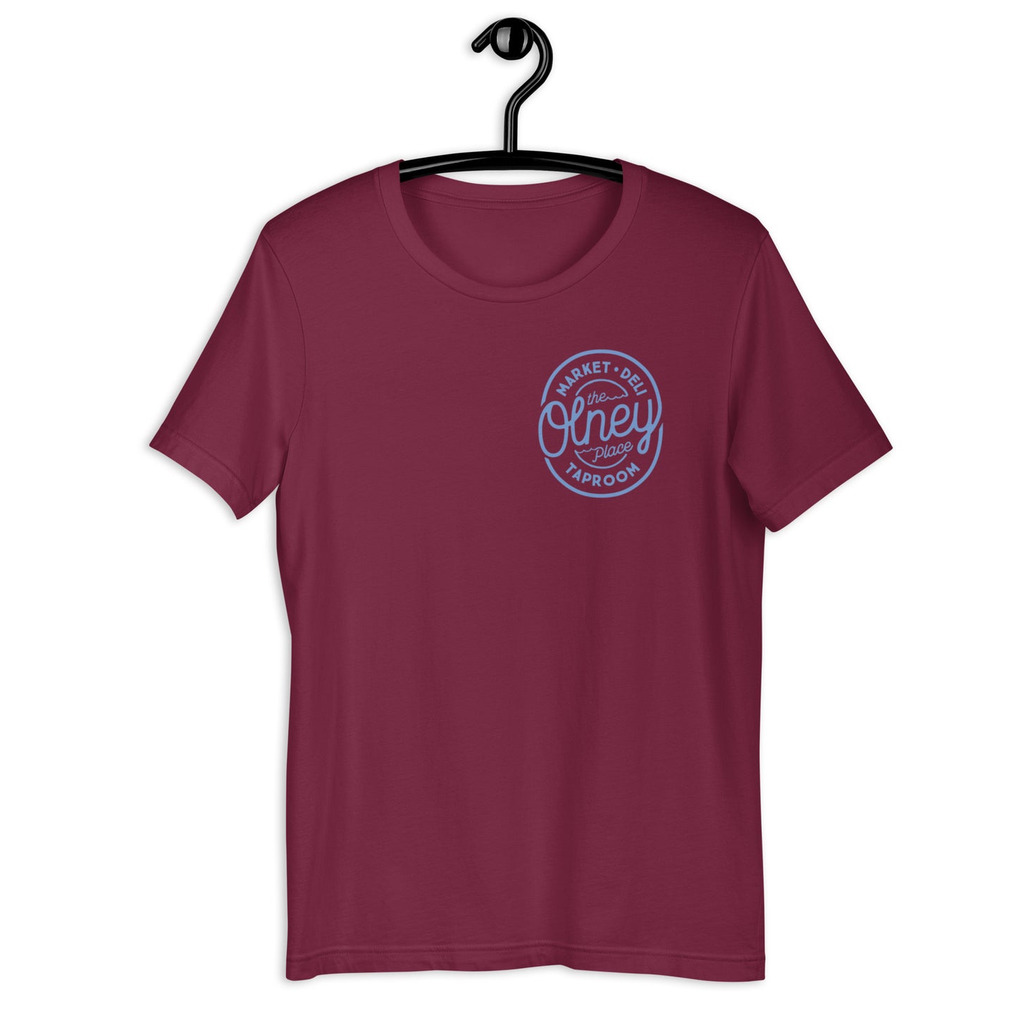 Olney place Basic tee Heather Prism Ice Blue print