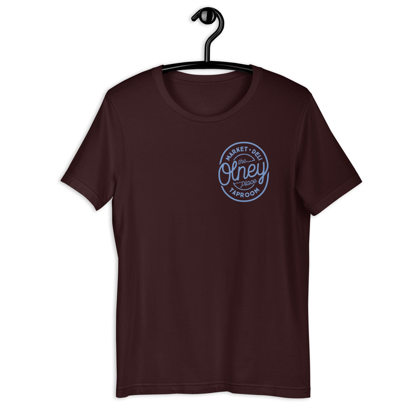 Olney place Basic tee Heather Prism Ice Blue print