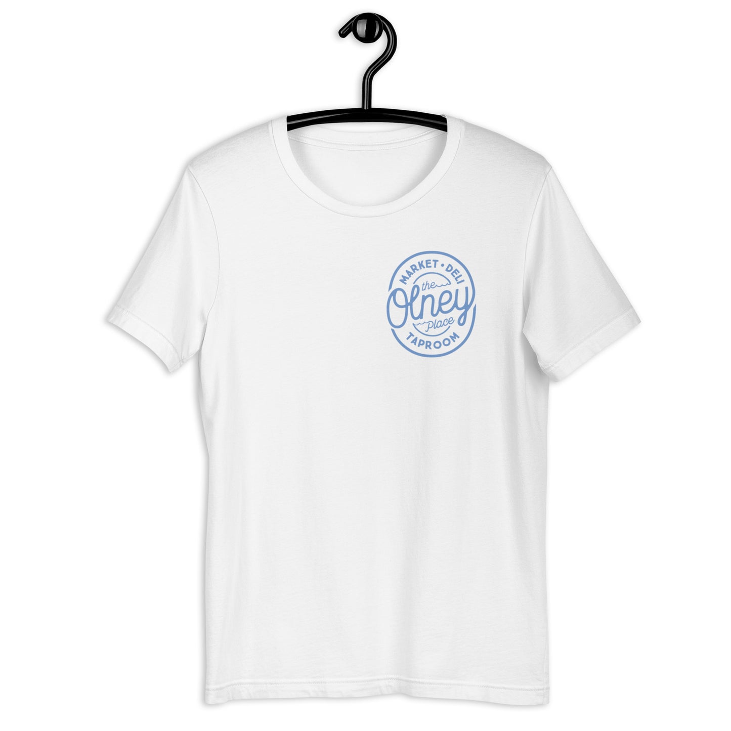 Olney place Basic tee Heather Prism Ice Blue print