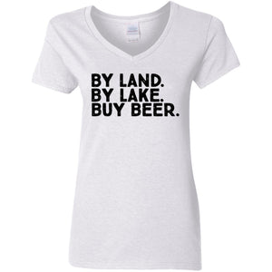 Land, Lake and Beer V-Neck T-Shirt