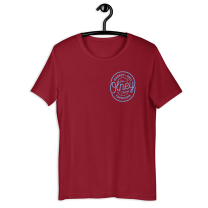 Olney place Basic tee Heather Prism Ice Blue print